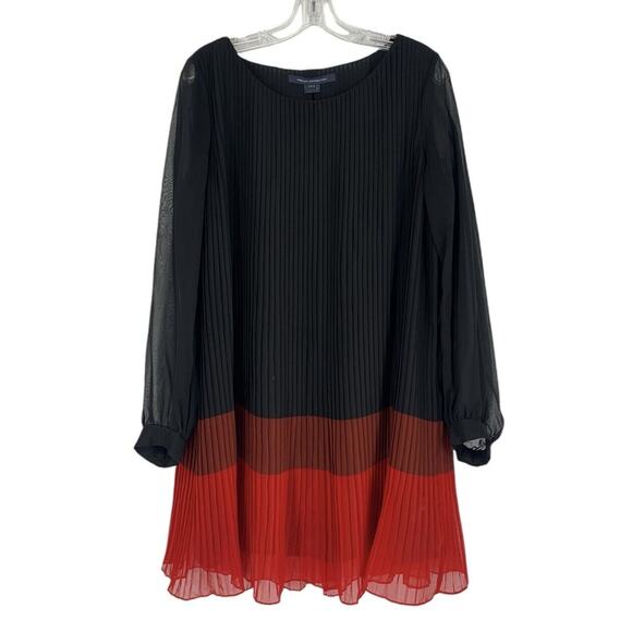 French Connection Pleated Color Block Swing Dress Size 10 - Picture 4 of 10